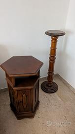 Coppia mobiletti ottagonali e colonna portavaso