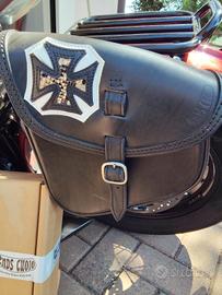 borsa laterale ends cuoio Harley Triumph custom