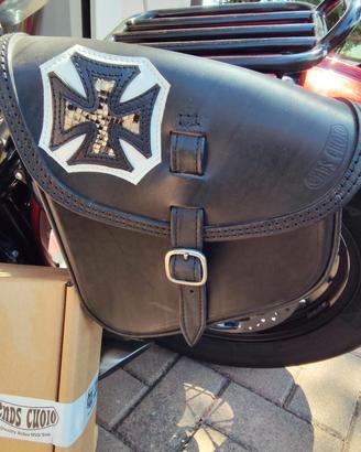 borsa laterale ends cuoio Harley Triumph custom