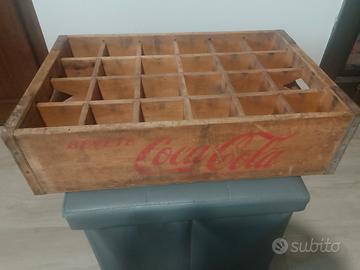 cassetta in legno vintage originale coca-cola 