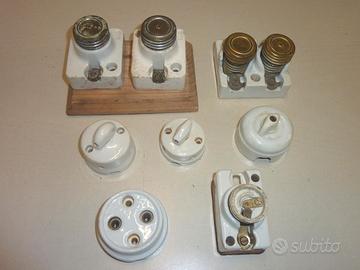 Grande lotto elettrico vintage ceramica e ottone