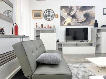 parete attrezzata bianco lucido grigio 