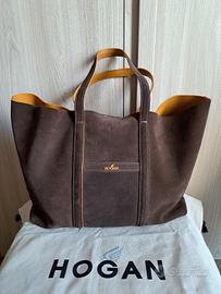 Borsa Tote Donna Hogan Pelle Scamosciata Marrone