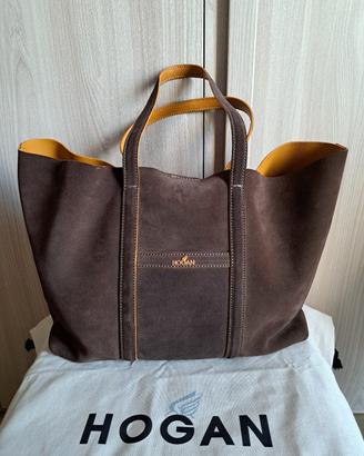 Borsa Tote Donna Hogan Pelle Scamosciata Marrone