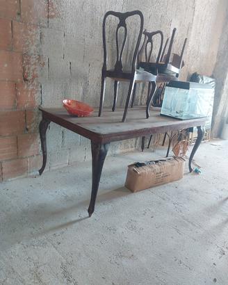 tavolo+6 sedie antiquariato da restaurare 
