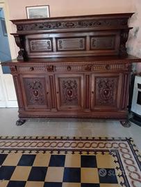 Credenza a due pezzi in legno antico