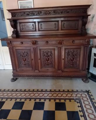 Credenza a due pezzi in legno antico