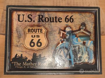 Quadri legno pub vintage moto route 66