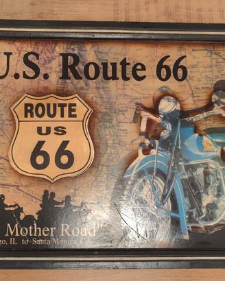 Quadri legno pub vintage moto route 66
