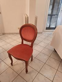sedie in legno e velluto rosa antico 