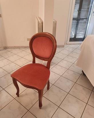 sedie in legno e velluto rosa antico 