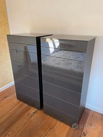 Set 2 cassettiere moderne nero lucido