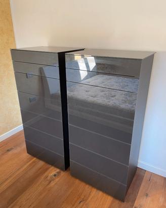 Set 2 cassettiere moderne nero lucido