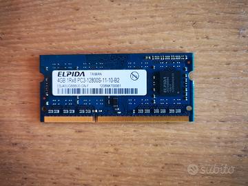 Elpida 4GB 1Rx8 PC3‑12800S (DDR3‑1600 SO‑DIMM) 