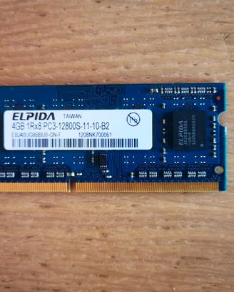 Elpida 4GB 1Rx8 PC3‑12800S (DDR3‑1600 SO‑DIMM) 