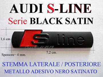 AUDI SLINE S S-LINE NERO Stemma Logo LATERALE DARK