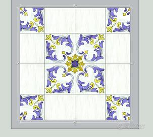 Piastrelle 34x34cm (12 decorate + 12 bianche)