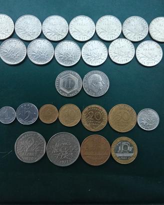Monete Francia da 1 franco a 15-20 cent. l'una