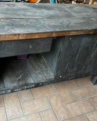 Antico banco lavoro falegname legno massello morsa