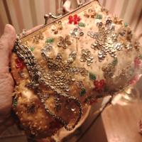 borsa vintage con paiettes e perline 
