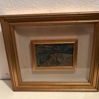 Quadro con miniatura paesaggio - cornice dorata