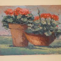 Dipinto olio su tela di Elio Roberti "Gerani"