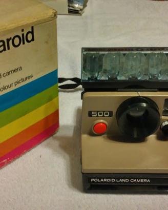 Polaroid bianca 500 land camera e flash