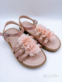 Sandali Rosa Glitter con Fiori Bambina taglia 25/2