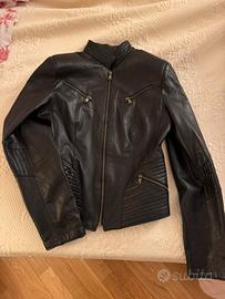 Giacca chiodo biker  in vera pelle nera
