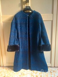 Soprabito Miss&Max Taglia L Blu Bouclé Glitterato 