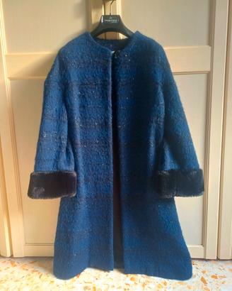 Soprabito Miss&Max Taglia L Blu Bouclé Glitterato 