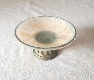 Alzatina coppa vetro lavorato shabby chic vintage