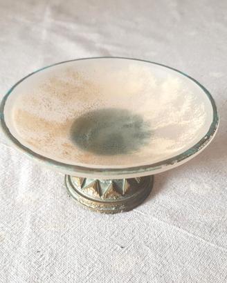 Alzatina coppa vetro lavorato shabby chic vintage