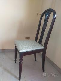 Set 6 sedie classiche n legno massello e tessuto