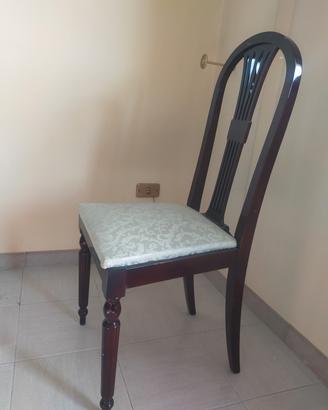 Set 6 sedie classiche n legno massello e tessuto
