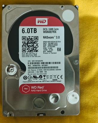 Hard Disk 6TB WD60EFRX Red  CMR