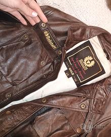 Belstaff giaccone originale vera pelle marrone