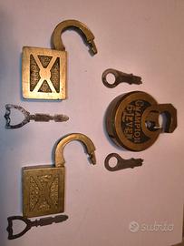 Raro Lotto 3 Lucchetti Antichi Miller Lock Co. 