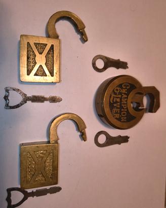 Raro Lotto 3 Lucchetti Antichi Miller Lock Co. 