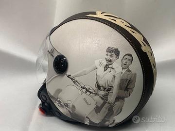 casco rivestito ecopelle VACANZE ROMANE vespa px s