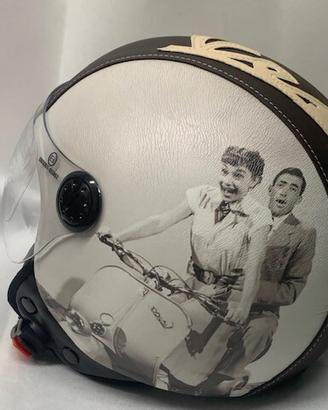 casco rivestito ecopelle VACANZE ROMANE vespa px s