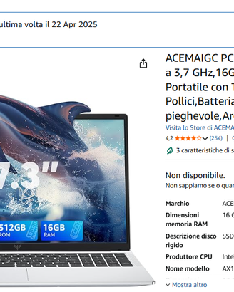 Notebook 17.3" ancora in garanzia