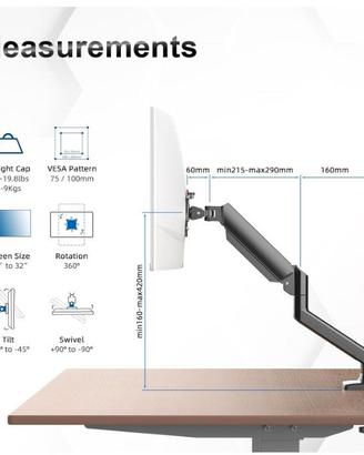 supporto da tavolo monitor