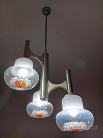 Lampadario acciaio e vetro
