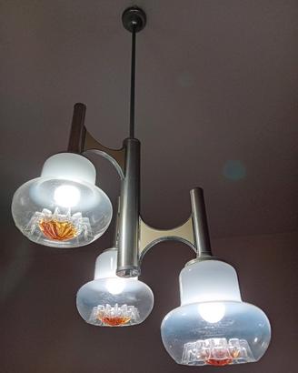 Lampadario acciaio e vetro