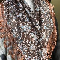 Foulard donna fantasia floreale con pizzo