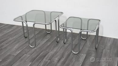 Ezio Didone Tavolini Acciaio Cromato Cristallo