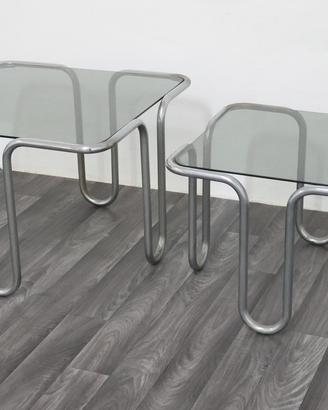 Ezio Didone Tavolini Acciaio Cromato Cristallo