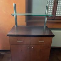 MOBILETTO legno con ripiano in vetro
