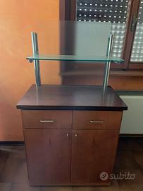 MOBILETTO legno con ripiano in vetro